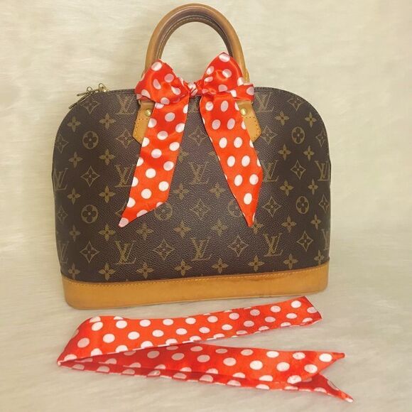 Silk Scarf Twilly (one pair) LIGHT RED - Picture 2 of 3